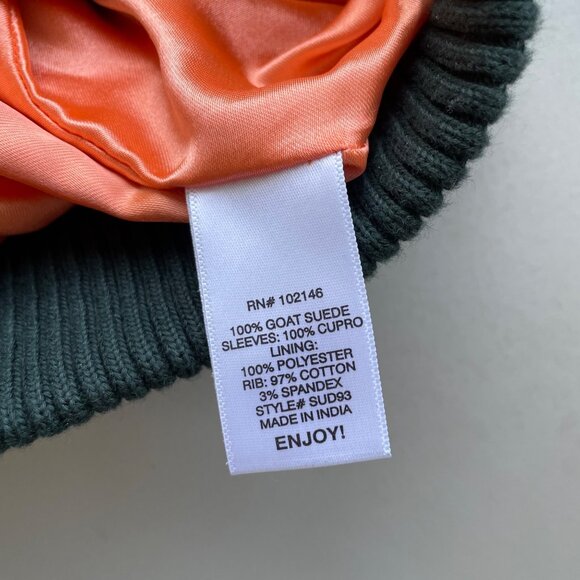 Michael Stars Jacket Size XS Goat Suede Quilted Bomber Jacket Casual Green - Picture 4 of 7